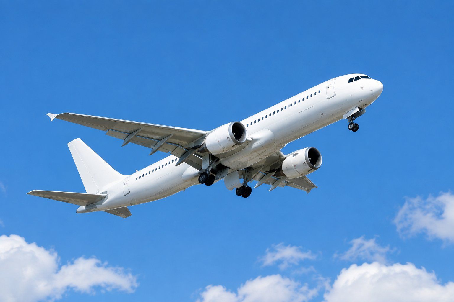 A passenger plane in a clear sky
